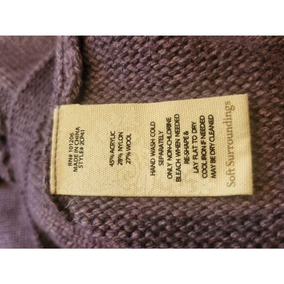 Soft Surroundings Sweater Women's XS Purple Sydney Wool Blend Cable Tunic - Picture 5 of 5